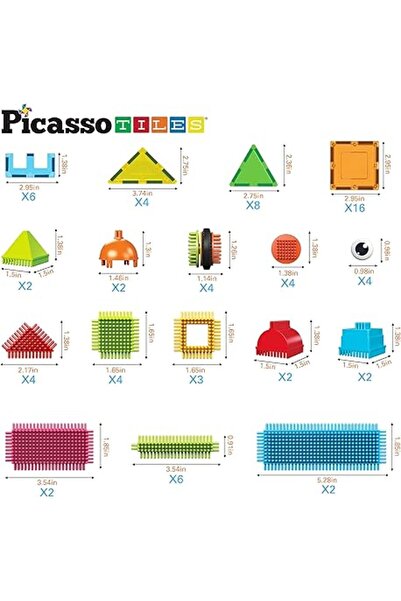 PicassoTiles 75 قطعة من مكعبات البناء المغناطيسية مع مجموعة مكعبات بناء على ش...