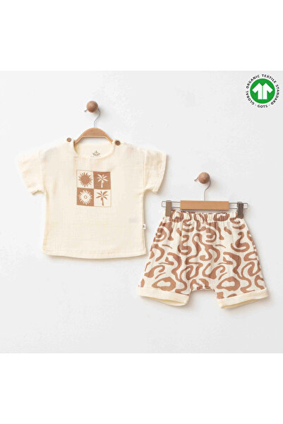 ESLENZA Organic Patterned Muslin 2-Piece Set 2263 Ecru