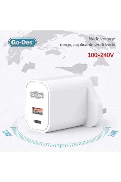 Go-Des QC3013 High-Speed 20W Travel Charger – Compact & Powerful Wall Adapter...