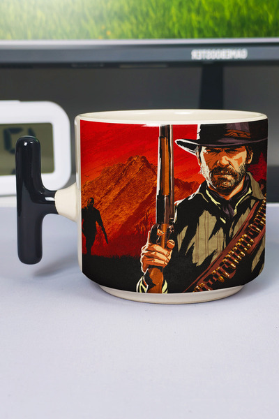 ZipZap كوب سيراميك فاخر مطبوع عليه Red Dead Redemption 2 (قطعة واحدة) على شكل...