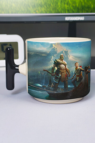 ZipZap God of War Printed Ceramic Luxury Mug (1 Piece) T-Shaped Special Black...
