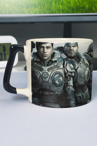 ZipZap Gears of War Printed Ceramic Luxury Mug (1 Piece) Special Black Handle...