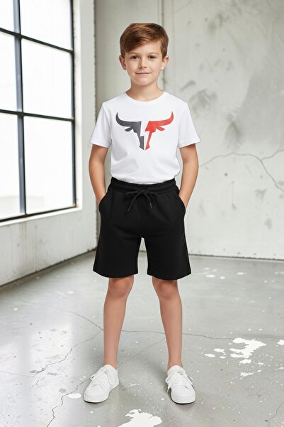 han elegant Dvodijelni set unisex dječje kapri hlače i majice sa printom bika
