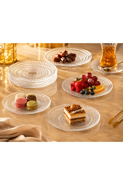 Dania ✨   12-Piece Clear Glass Serving Plate Set - Elegant Round Design for S...