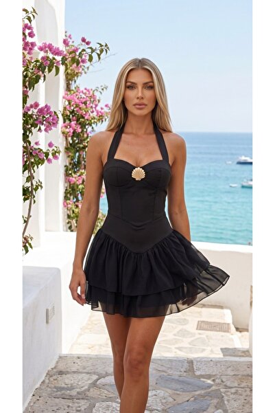 MeAndMe Fashion Gold Metal Deniz Kabuğu Aksesuarlı Destekli Büstiyer Formlu Ş...
