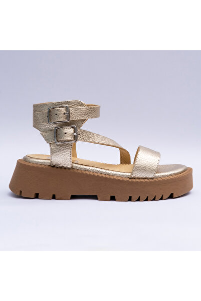 VAGAM Women 'Sandals Made of Genuine Leather , Gold