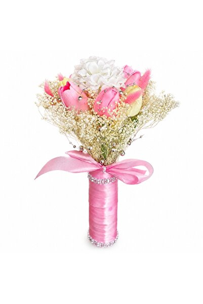 velve Buchet de mireasa premium, cu lalele, dalie artizanala, broom conservat...