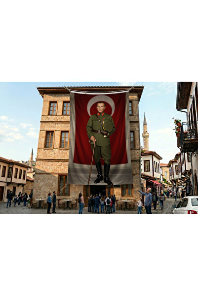puntodizayn Elinde Bastonu İle Üniformalı Mustafa Kemal Atatürk Poster Bayrak...