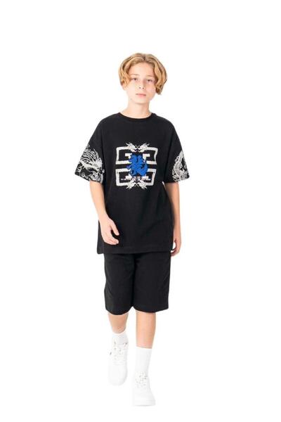 Yağmur Giyim Ruhat Japanese Written Shorts Boys' Short Sleeve Set 8180