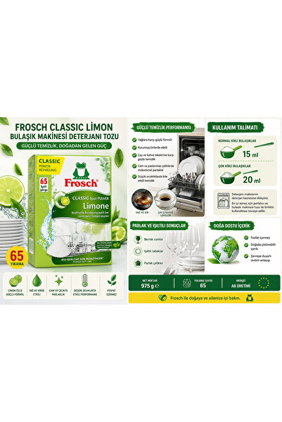 Frosch Classic Limonlu Bulaşık Makinesi Deterjanı Tozu 975 g – 65 Yıkama