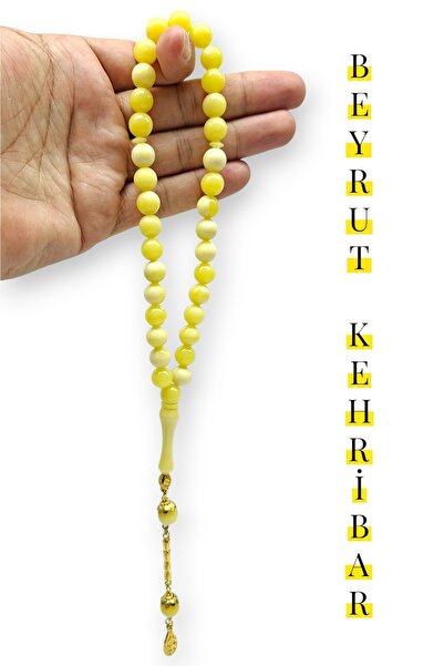 Hanedan Hediyelik Beirut Amber 33-Piece Rosary Beads Sphere Cut Bead Size 10 ...