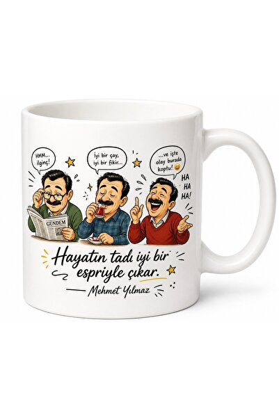 Tupya Gift Dayı İçin Karikatür Desenli Baskılı Kupa Bardak Komik Mizah Hediyesi