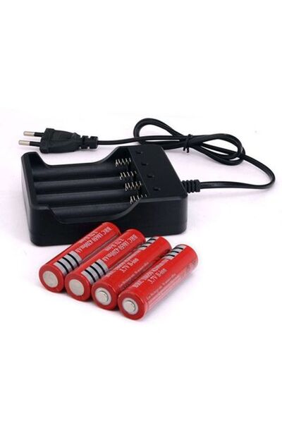 KlaussTech Small Size Charger with 4 Li-ion 18650 Batteries Klausstech, Batte...