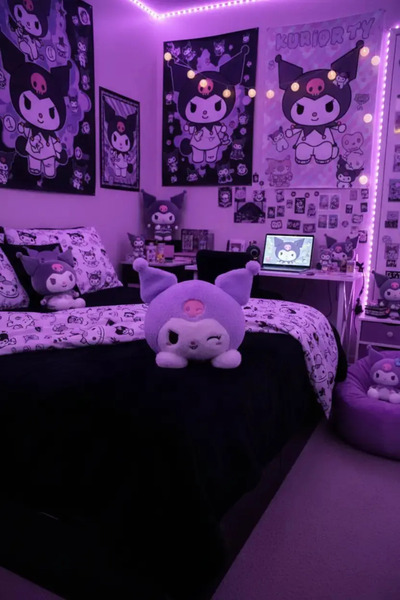 Miniso Sanrio Lisanslı Kuromi Peluş Oyuncak 35 Cm – Yatar Pozisyon Magic Part...