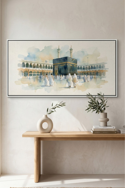 Jasmine Art لوحة جدارية إسلامية مرسومة بالألوان المائية لمكة المكرمة |   لوحة...