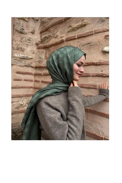 By Aheli MOODİVA Jakarlı Saten Polyester Şal Monogram Desenli