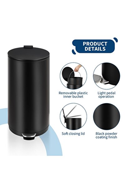 Garvee 8 Gallon Round Trash Can, Stainless Steel Garbage Can with Soft-Close ...