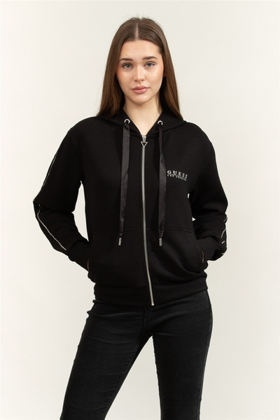 Guess Recy Kadın Scuba Kapüşonlu Sweatshirt Siyah