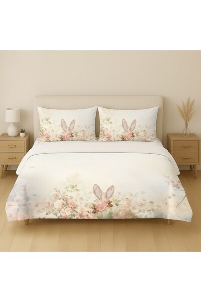 Lenjerii Deosebite Double bed linen 3D %100 cotton ranforce, Elon cream flora...