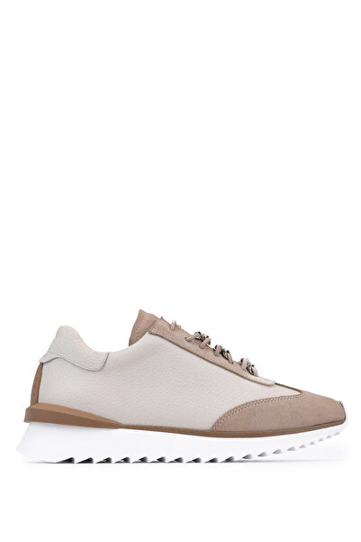 Tamer Tanca Women's Genuine Leather Beige Sneakers & Sports Shoes