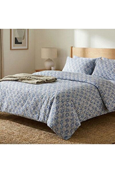 Pucioasa Crepe linen 1 person, %100 cotton, blue geometric