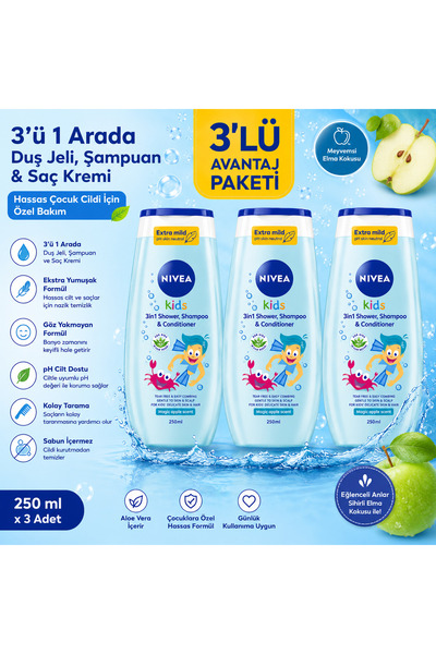 NIVEA Alman Kalitesi Çocuklar İçin Göz Yakmayan Ekstra Yumuşatıcı Şampuan Ve ...