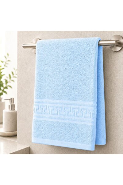 Pucioasa %100 cotton towel with Greek border, 500gr/m2, 50x90cm, Blue