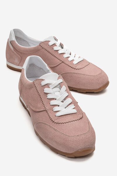 Ataköy Ayakkabı Kadın Hakiki Deri Sneaker Pudra Süet