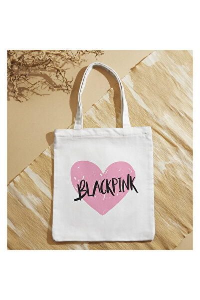 ALPŞAN TİCARET Blackpink Themed Cloth Bag - Black Pink Printed Fabric Shoulde...