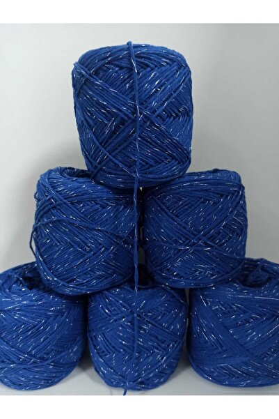 İPEK YÜN İPLİK DÜNYASI Bamboo Cotton Knitting Yarn (Night Blue, Silver Self-G...