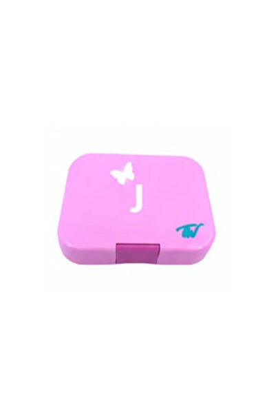 TINY WHEEL صندوق طعام اربع اقسام زهري - مزينة بحرف J