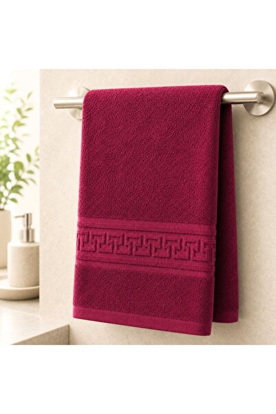 Pucioasa Prosop bumbac 100% cu bordura greceasca, 500gr/m2, 50x90cm, Bordo