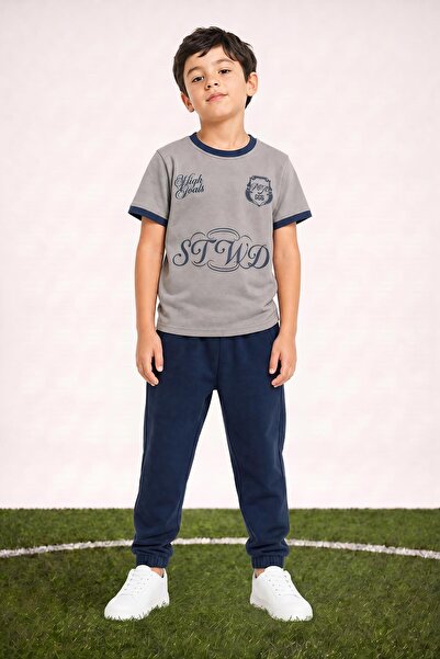 Perendi Boy's Printed T-Shirt and Sweatpants Set