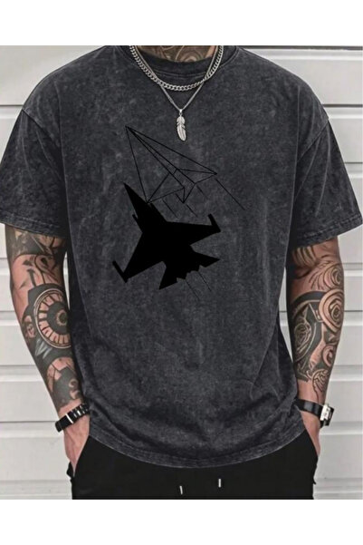 Toum Fly Printed Unisex Washable Vintage Oversize T-Shirt