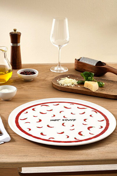 Karaca Hot Stuff Acı Biberli Pizza Tabağı Beyaz 30 cm