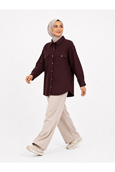 halefoglu kadın oversize süet gömlek