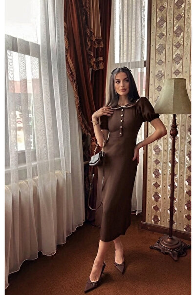 MEECY Kadın Bebe Yaka Dantelli Elbise