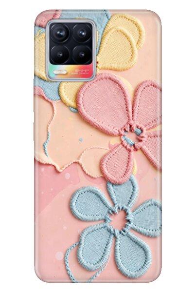 realme 8 - 8 Pro Kılıf Dikiş Çiçekler Temalı Desenli Darbe Emici Silikon