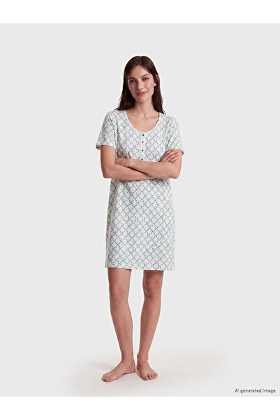 LC Waikiki V-Neck Patterned Women's Nightgown