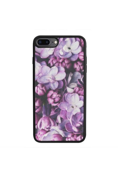 Other Apple iPhone 7 Plus Purple Flowers Black Glossy Θήκη