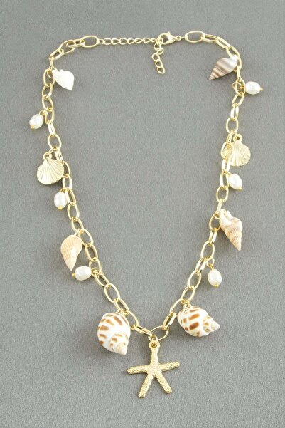 Marsilyan Starfish Shell Chain Necklace Ilkel-Bjt940