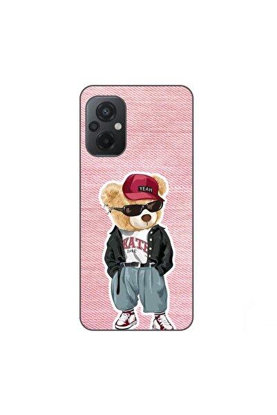 OEM Case compatible with Xiaomi Poco M5 Silicone Gel Tpu Pattern Pink Jeans Bear