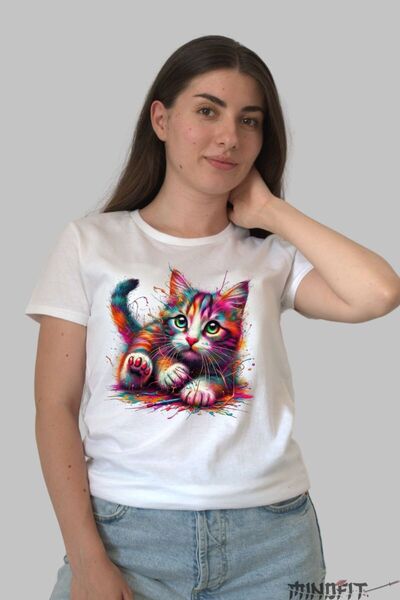 GILDAN Tricou Personalizat Cu Pisica Colorata