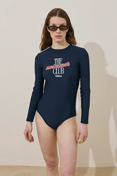 Fahhar Biyeli Club Baskı Surf Mayo Lacivert