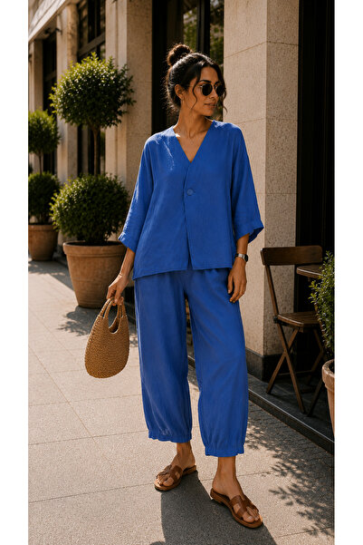get crazy collection Kadın Oversize Kimono Ceketli Takım