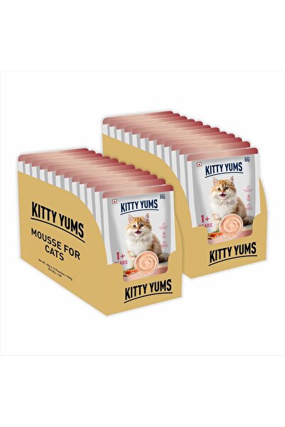 Kitty Yums Salmon Mousse Cat (80gm x 24) | Rich in Protein, Promotes Hydratio...