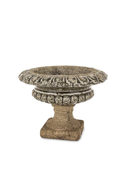 DecoDepot Antique-finish stone chalice-style pot, 16x21x21 cm