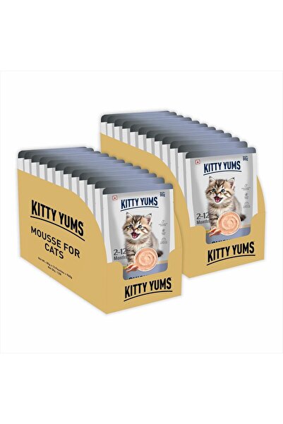 Kitty Yums Chicken Mousse Kitten (80gm x 24) | Rich in Protein, Promotes Hydr...