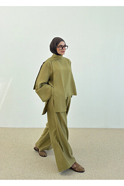 MODA AKSA 7143 PALAZZO İKİLİ TAKIM Olive green