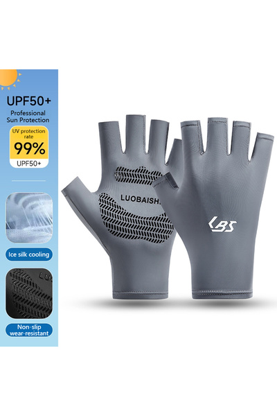 Choice1 Half finger-Gray LOOGDEEL Ice Silk Half Finger Gloves Men's Summer Ou...